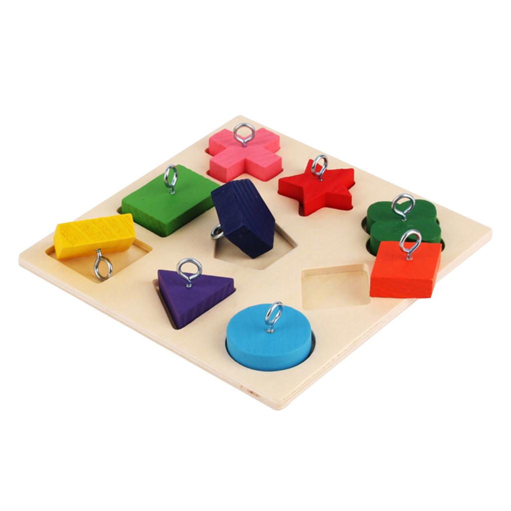 Educational Parrot Chew Toy Colorful Wooden Geometric Shape Block Interactive Training Puzzle for Bird Stress Reduce 1