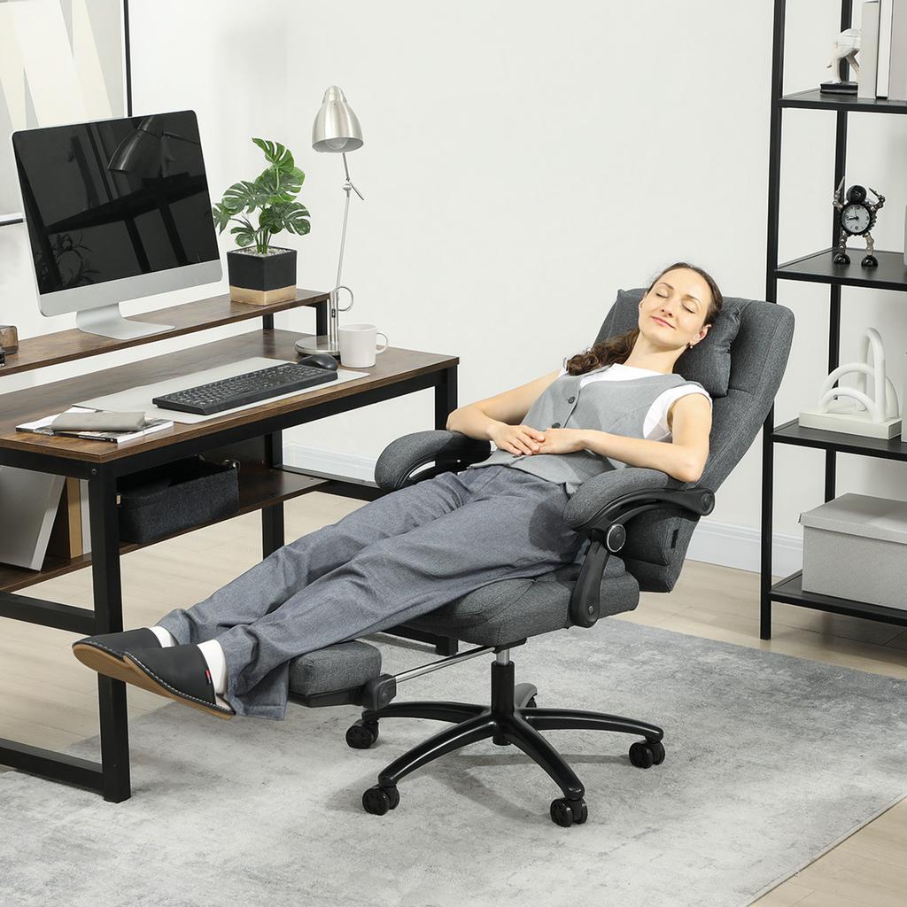 Massage Office Chair, USB Interface, Swivel Casters, Dark Grey
