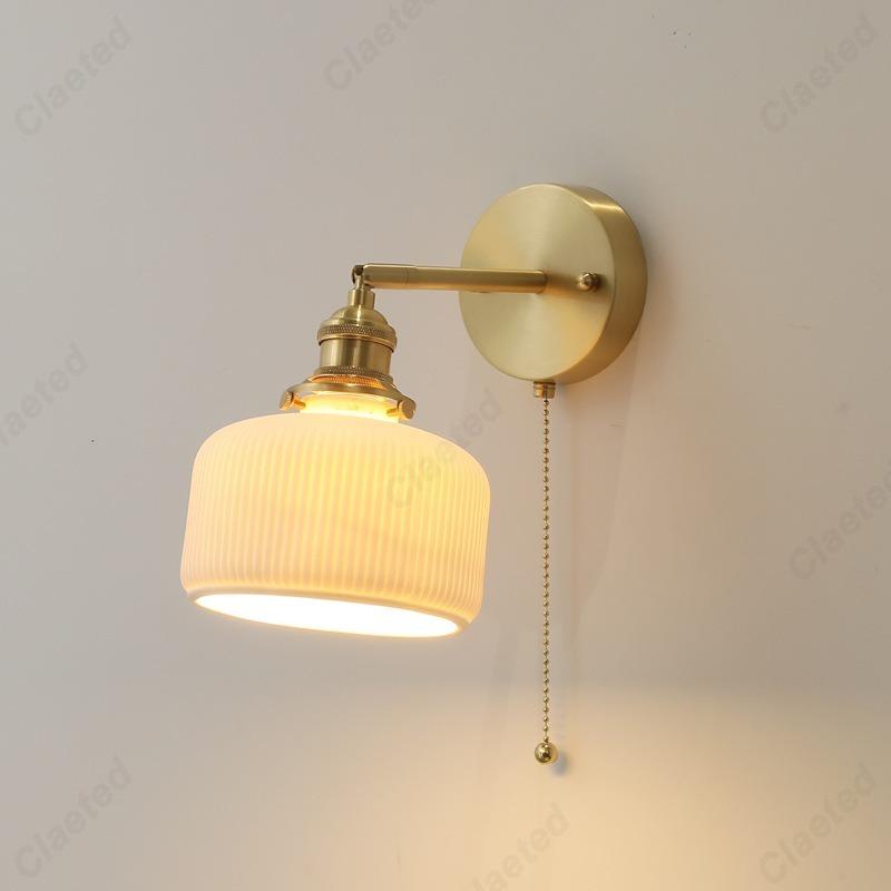 LED Retro Minimalistisch E27 Glasschirm Vollkupfer Wandleuchte Wohnzimmer Schlafzimmer Esszimmer Nachttisch Arbeitszimmer Dekorative Beleuchtung