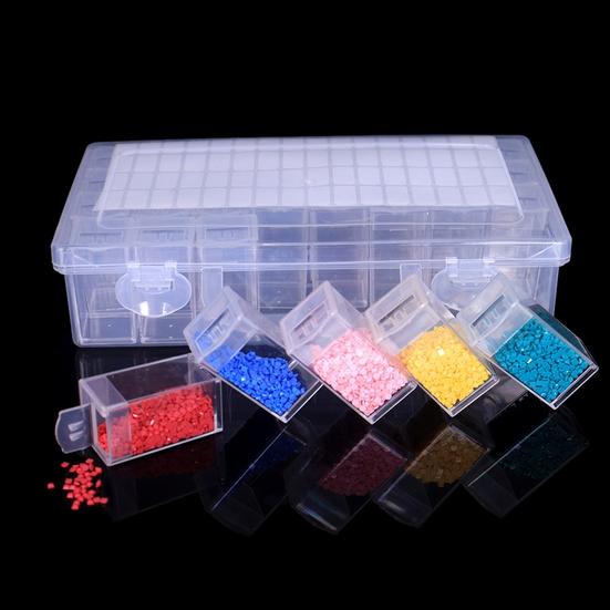 32/64 Grid Transparent Visible Organizer Bead Handle Separate Grids Diamond Painting Rhinestone Storage Box