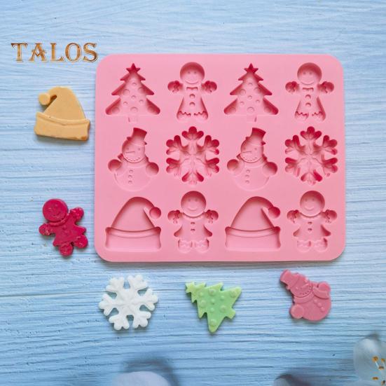 Vánoční silikonová forma 12 dutin Sněhulák klobouk na strom Cookie Man Nepřilnavý potravinářský druh Snadné uvolňování DIY fondán Čokoláda cukroví sušenka Jelly