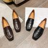 British High Quality leather flats shoes woman slip on loafers 34-43 big size square toe oxford shoes woman comfy working flats