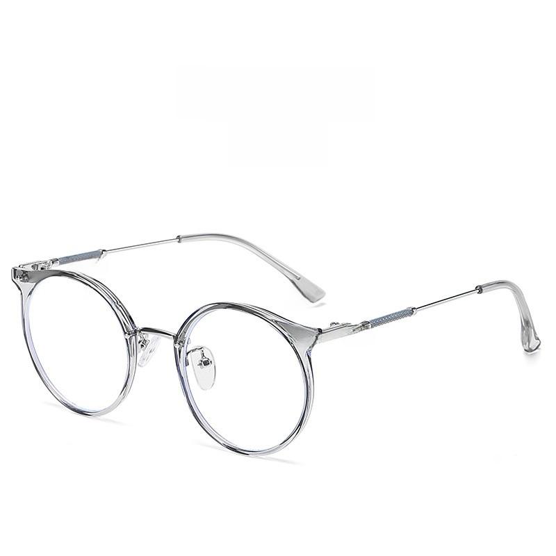 Tr Metal Round Frame Blue Light Blocking Glasses For Stylish Office Wear