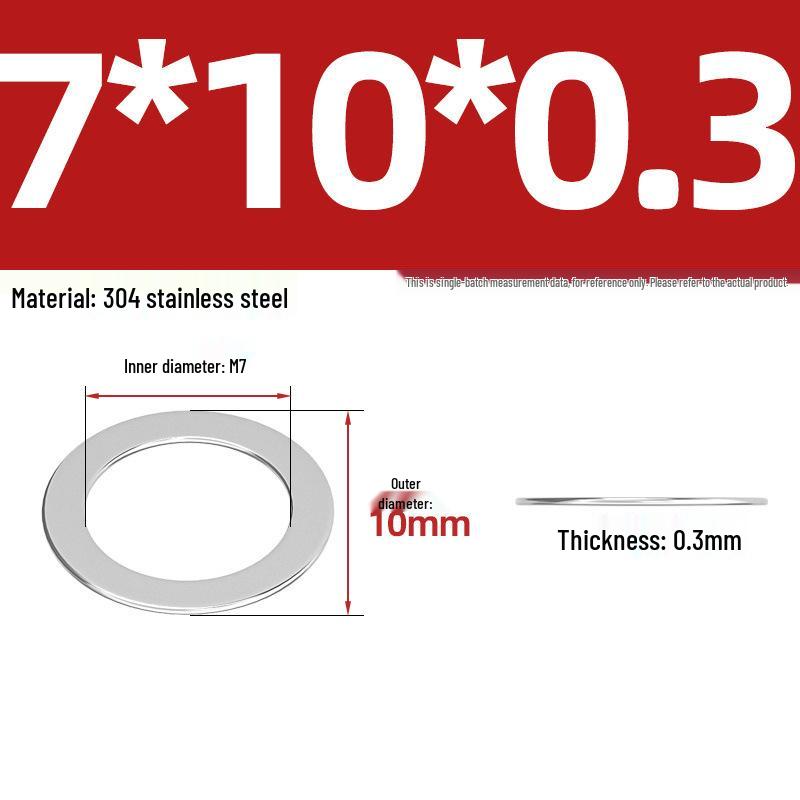 304 Stainless Steel Ultra-Thin Flat Washers - Available in Thickness: 0.1mm, 0.2mm, 0.3mm, 0.5mm