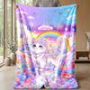 Rainbow Fantasy Cat Theme Blanket Lightweight Warm Flannel Blanket Decorative Throw Blanket for Home Decoration
