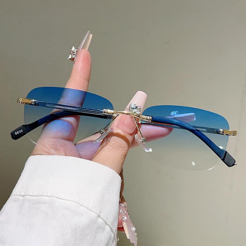 Vintage Rimless Sunglasses Men New Fashion Multi-color Casual Shades Women Trendy Luxury Brand Design Decor Sun Glasses