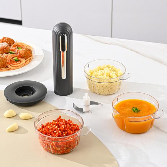 Electric Food Processor Rechargeable Meat Grinder with 2 Blades And 3 Bowls Portable Veggie Chopper Blender Kitchen Supplies