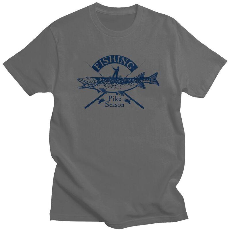 Custom Pike Fishing T Shirt Men Short Sleeves Pure Cotton Tshirt Fisherman Fish Tees Streetwear Tshirts
