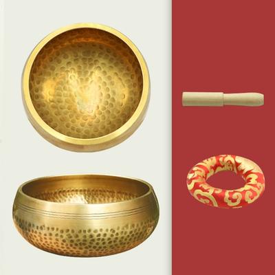 Tibetan Singing Bowl Set Meditation Sound Bowl with Wood Stick Cushion Handcraft Buddhist Bowl for Chakra Mindfulness