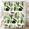 Leaf Pattern Shower Curtain Greenery Decor for Bathroom Watercolor Floral Design with Red Pink White Leaves Easy Installation Wa