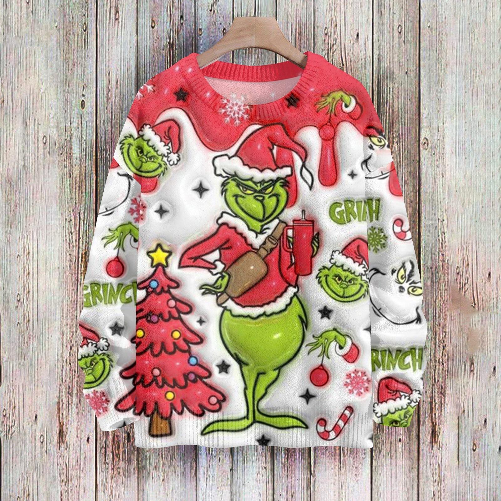 

Рождественские толстовки для женщин Вязаный свитер Милая рубашка Осенний свитер с круглым вырезом Топы M