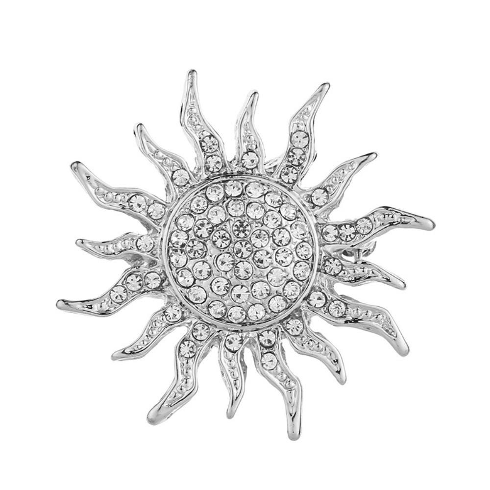 

Sunflower Suit Lapel Pin Metal Suit Collar Pin Personality Zinc Zinc Alloy Sun Brooch Business Silver 4.5cm