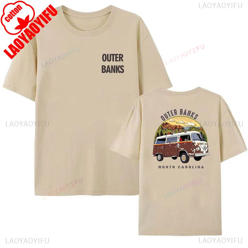 Fashion Surfing Outer Banks Printed T-shirt Women Man Retro Style T-Shirt Vacation Beach Shirt High Quality Cotton Short Sleeve