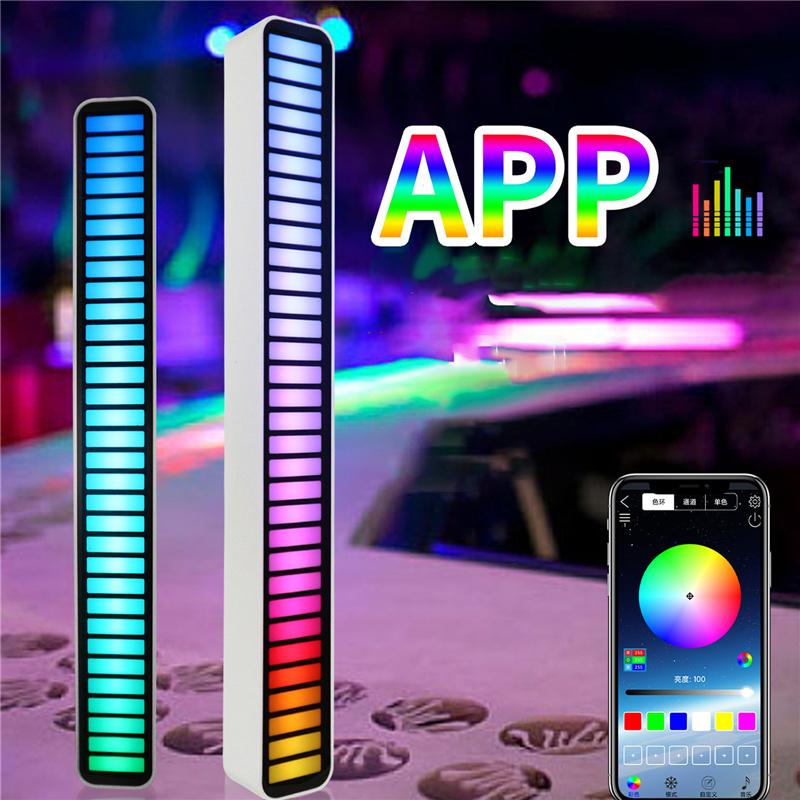 32/40LED Sound Reactive LED Light Bar RGB Sound Control Rhythm Display Light for Car DJ Studio Desktop Decor Ambience