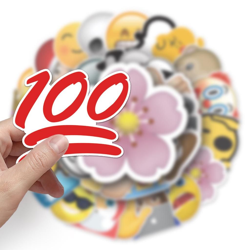 52 Cartoon Emojis Personalized Creative Decorative Suitcase Tablet Car Waterproof Self-adhesive Stickers