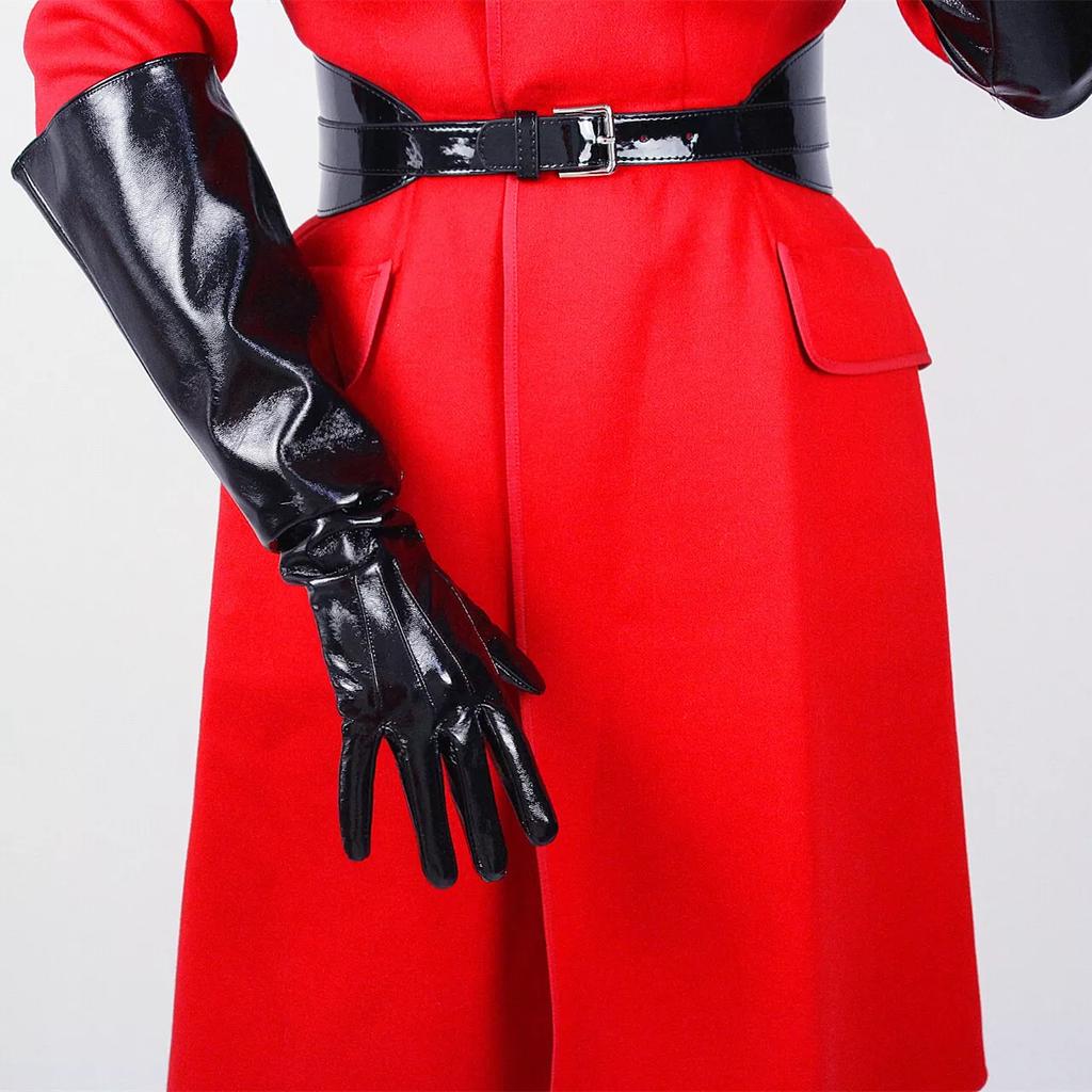 Light Brown Oversized LONG GLOVES 50cm PUFF Sleeves Unisex Over Elbow Tan Beige Vegan Faux Leather Fashion Evening Party Glove