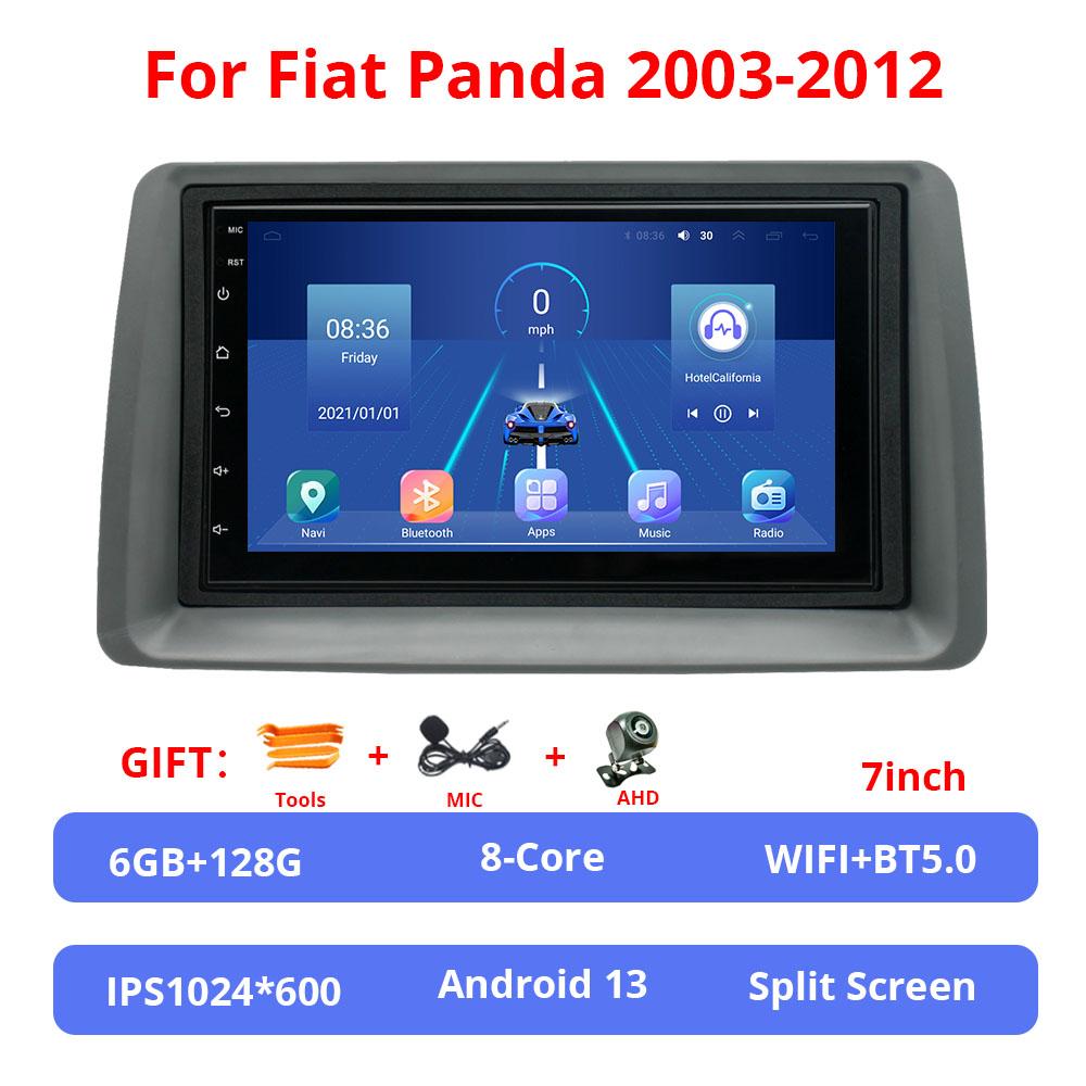 7Inch Android 13 GPS Car Multimedia Player For No DVD Fiat Panda 2003-2012 Wireless Carplay & Android Auto 4G WIFI BT 5.0 FM GPS