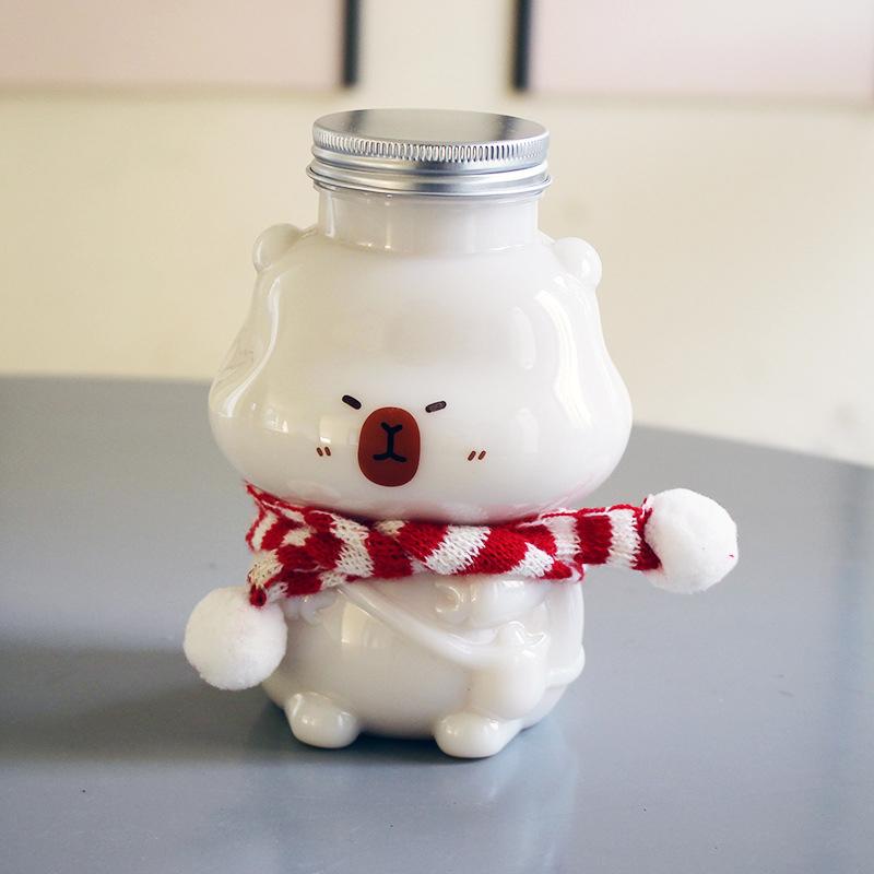 350/500Ml Capybara Milk Juice Tea Bottles Cartoon Shape Drink Bottle Plastic Transparent Beverage Cup Candy Biscuits Sealed Jar