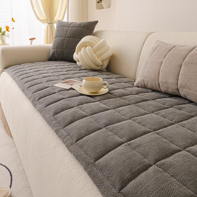 

Новое вельветовое стеганое покрывало для дивана, универсальное для четырех сезонов, утолщенное, противоскользящее, грязеотталкивающее и защищающее от царапин кошек, тканевое покрывало 60x60cm серый