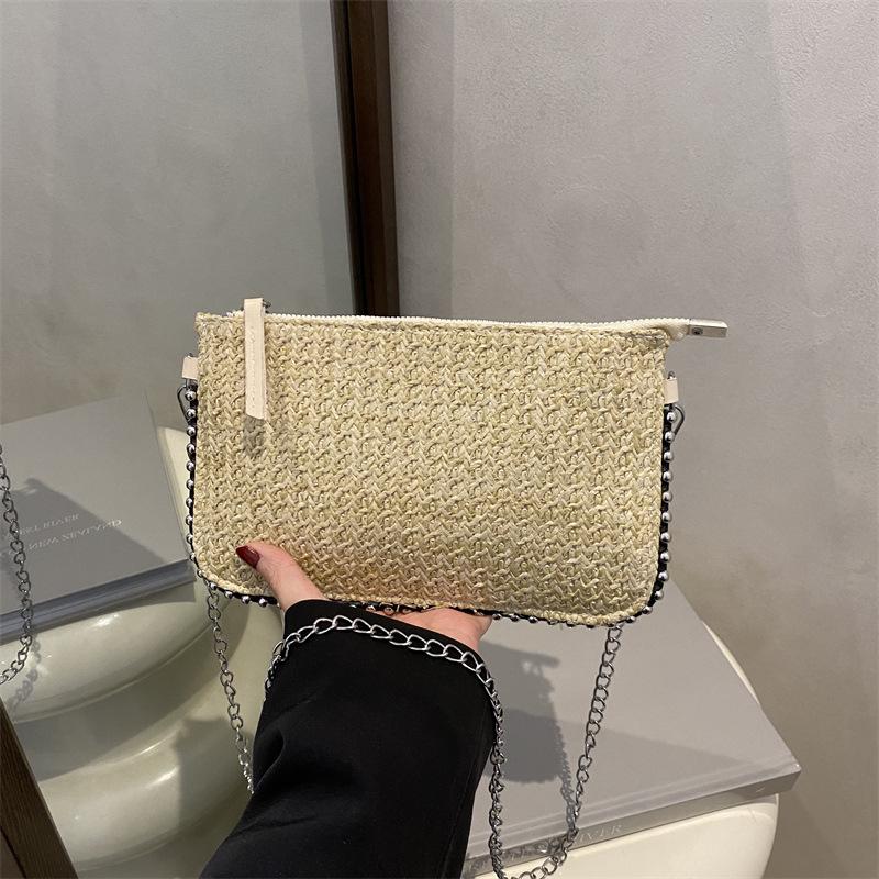 Envelope bag women's bag 2025 new casual retro chain small square bag fashionable shoulder bag woven messenger bag