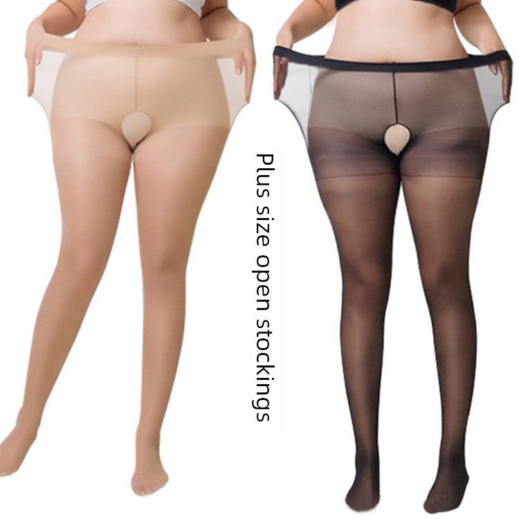 Velké dámské punčochy s otevřeným rozkrokem (Vejde se do 150 lb)