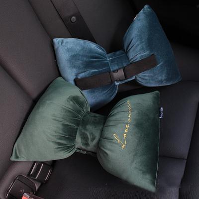Car Seat Headrest Pillow Cute Bow Velvet Head Support Cushion Lumbar Pillow Soft Detachable Car Accessories