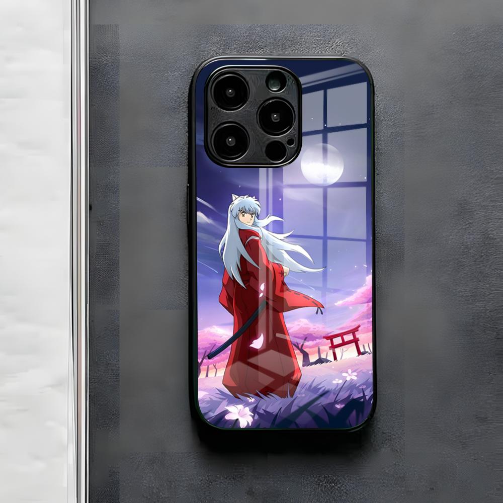 Anime I-Inuyasha Phone Case For IPhone 17 Air 16 E Pro Max 15 14 13 Mini 12 Pro 11 Max Plus Black Glass Cover