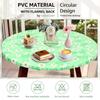 Elastic Round Table Cover PVC Waterproof Oil Proof Round Tablecloth Home Desktop Decoration Dining Table Cover for 110-140cm