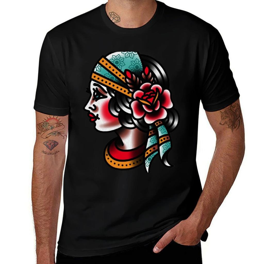 Traditional Gypsy Tattoo Piece Tshirt Work Utility Short Sleeve Shirt
