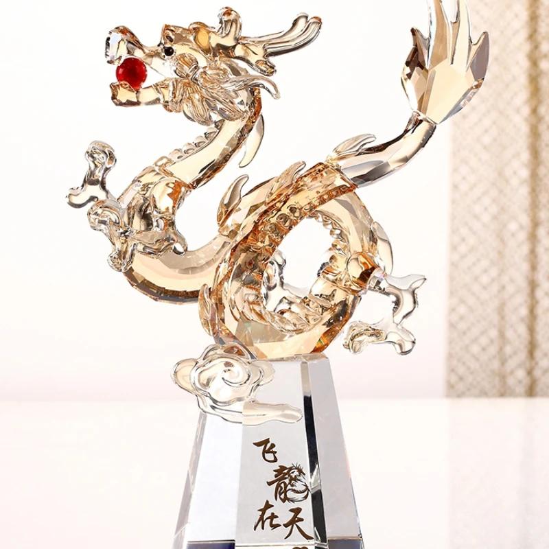Crystal Flying Dragon Decoration Gift Box Christmas Gifts Living Room Office Desktop Home Decoration  Sculpture Handicrafts