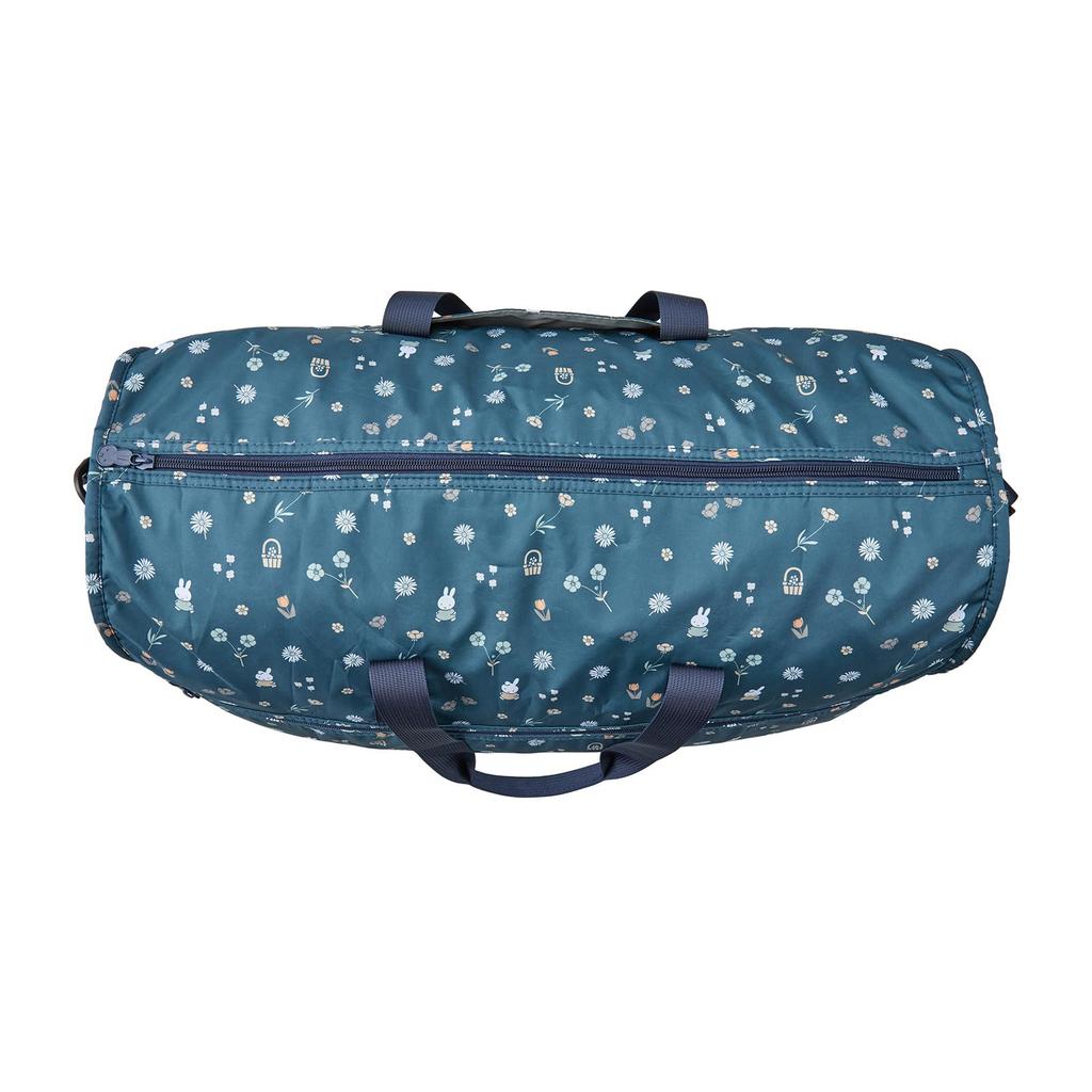 Folding Boston Bag, Large, Miffy HPL0004, B273, Navy Small Flowers