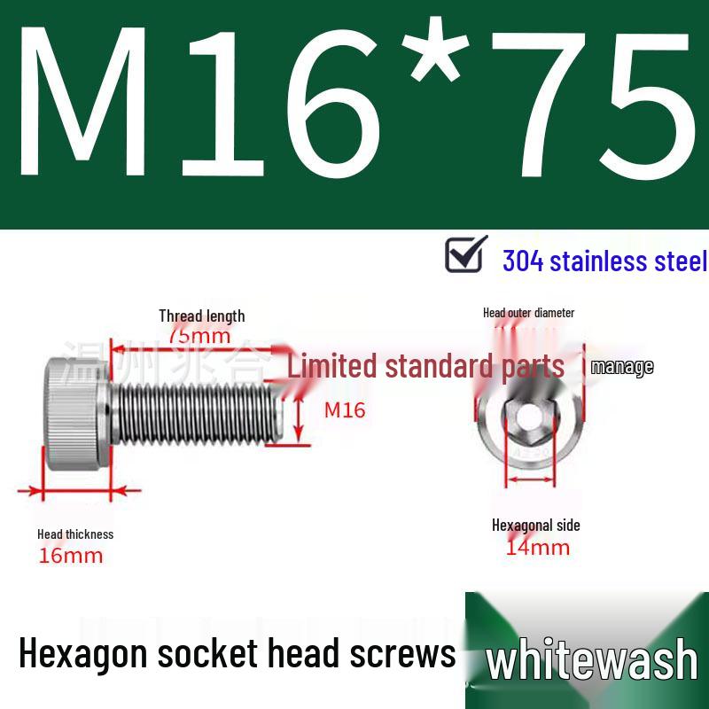 304 Stainless Steel Hexagon Socket Head Cap Screw M10-M16
