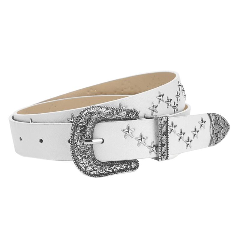Elegant PU Belt With Star Embellishments Trendy Soft Belt With Adjustable Accessory for Dress or Jeans