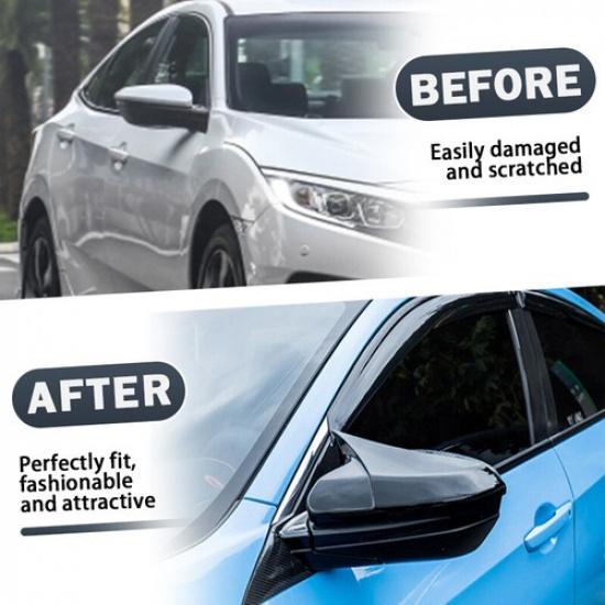 Gloss Black Rearview Mirror Cover Cap For Honda Civic 2016 17 18 19 2021 OX Horn