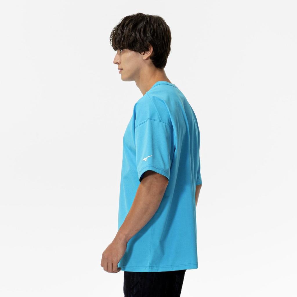 Mizuno Training Wear Soft Dry Blue T-Shirt, Moisture-Wicking, Quick-Drying, 32MAC033,