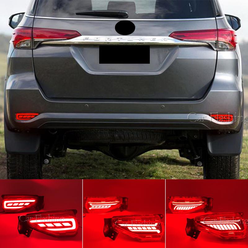 Car LED Rear Bumper Light For Toyota Fortuner SW4 2015 2016 2017 2018 Fog Lamp Brake Light Turn Signal lamp