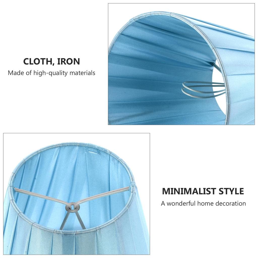 Fabric Lampshade Cover Modern Style Bedroom Nightstand Blue Pleated Office Burlap Light Accessory Sturdy Practical Easy Install