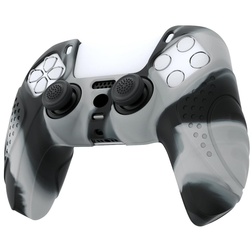 eXtremeRate PlayVital Protective Cover for Cover for Ps5 with Stick Cap Ps5, Controller, [gray & Black]