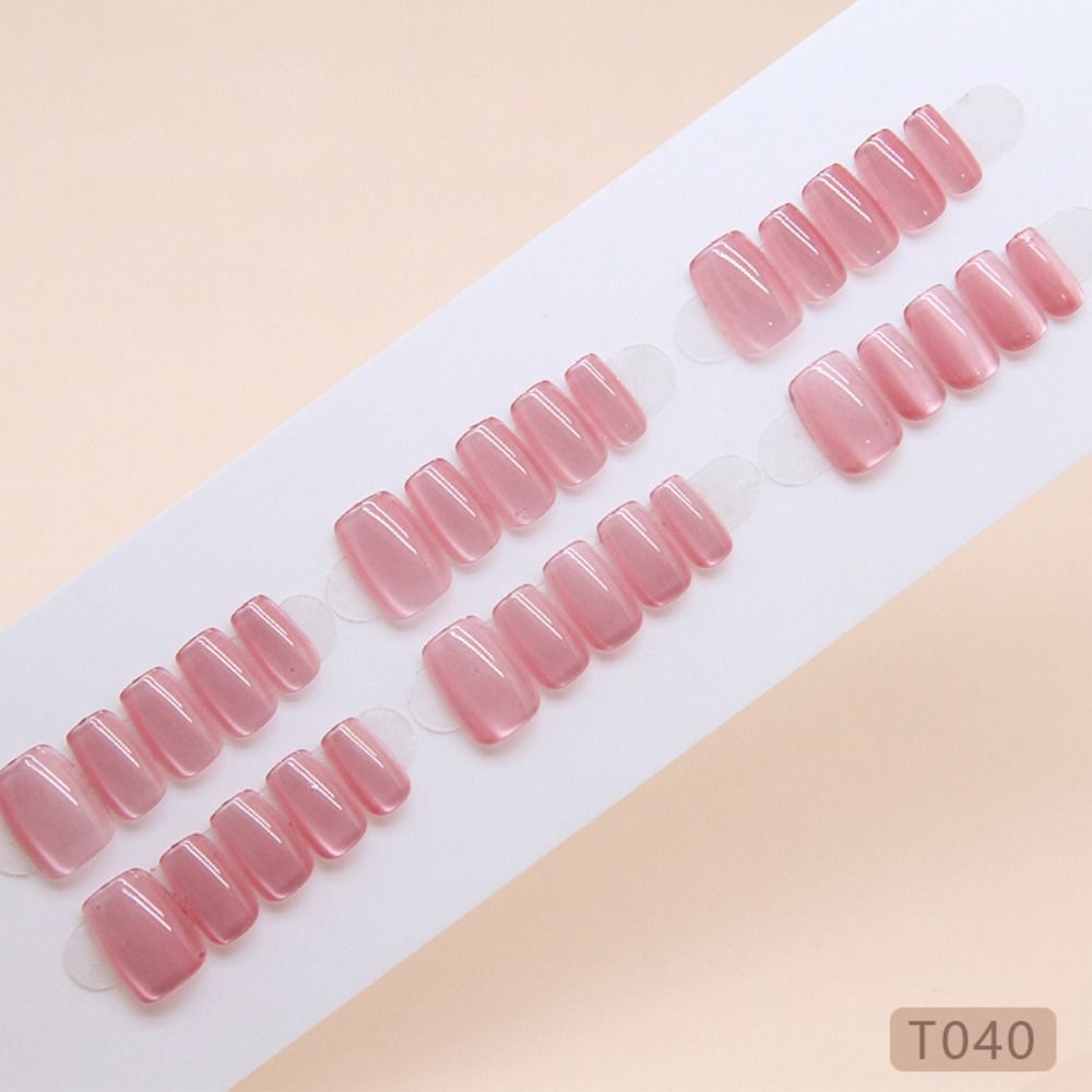 

24pcs Short Ballerina Fake Nials Shining Press on Nails Fashion False Nails DIY pink