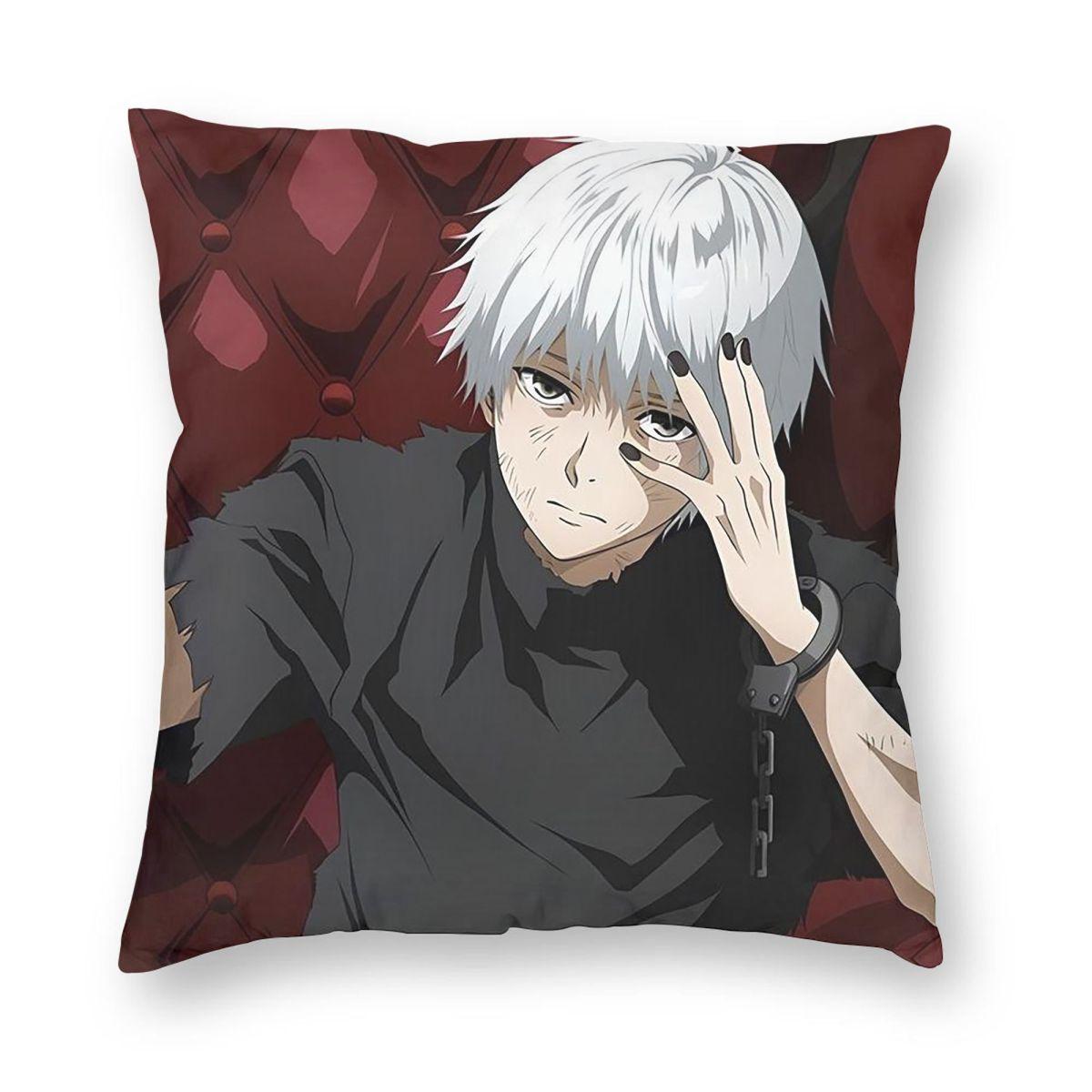 

Tokyo Ghoul Anime Square Pillowcase Pillow Cover Cushion Decor Comfort Throw Pillow for Home Living Room 12x12Inch