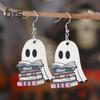 Halloween-Geister-Ohrringe, Holzgeist mit Buch-Ohrringen, Halloween-Party-Schmuck für Frauen, Make-up und Alltagskleidung