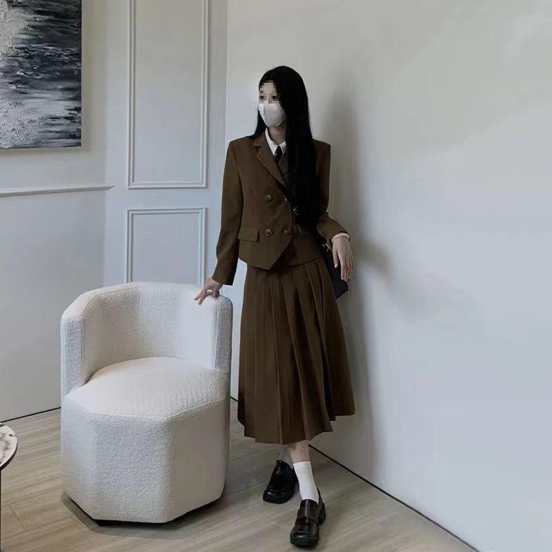 2025 College-Stil Rock & Blazer Set: Damen Casual Street Fashion, Frühling/Herbst Spandex Anzug