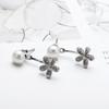 S925 Sterlingsilber Perlen Fee Temperamentvolle Blume Trendige Ohrringe für Damen Ein Stil für Dual-Wear Einfache Strass Silber Schmuck