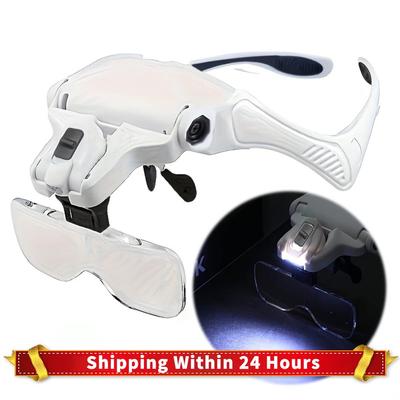 LED Head Magnifier with 2 LED Lights LED Illuminated Headband Magnifie Headband Magnifier for Jewelry Arts Crafts and Close Work