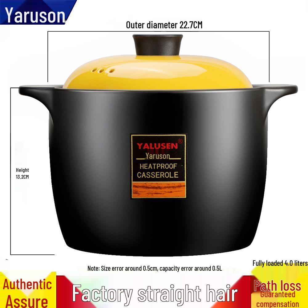 Wide Mouth Ceramic Stew Pot for Open Flame - Thickened Earthenware