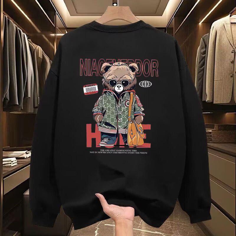 European Trendy Round Neck Men s Printed Hoodie - Slim Fit Autumn/Winter Versatile Top 4XL