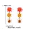 Bold Floral Layered Drop Earrings With Color-Block Design Round Statement Women Beach Style