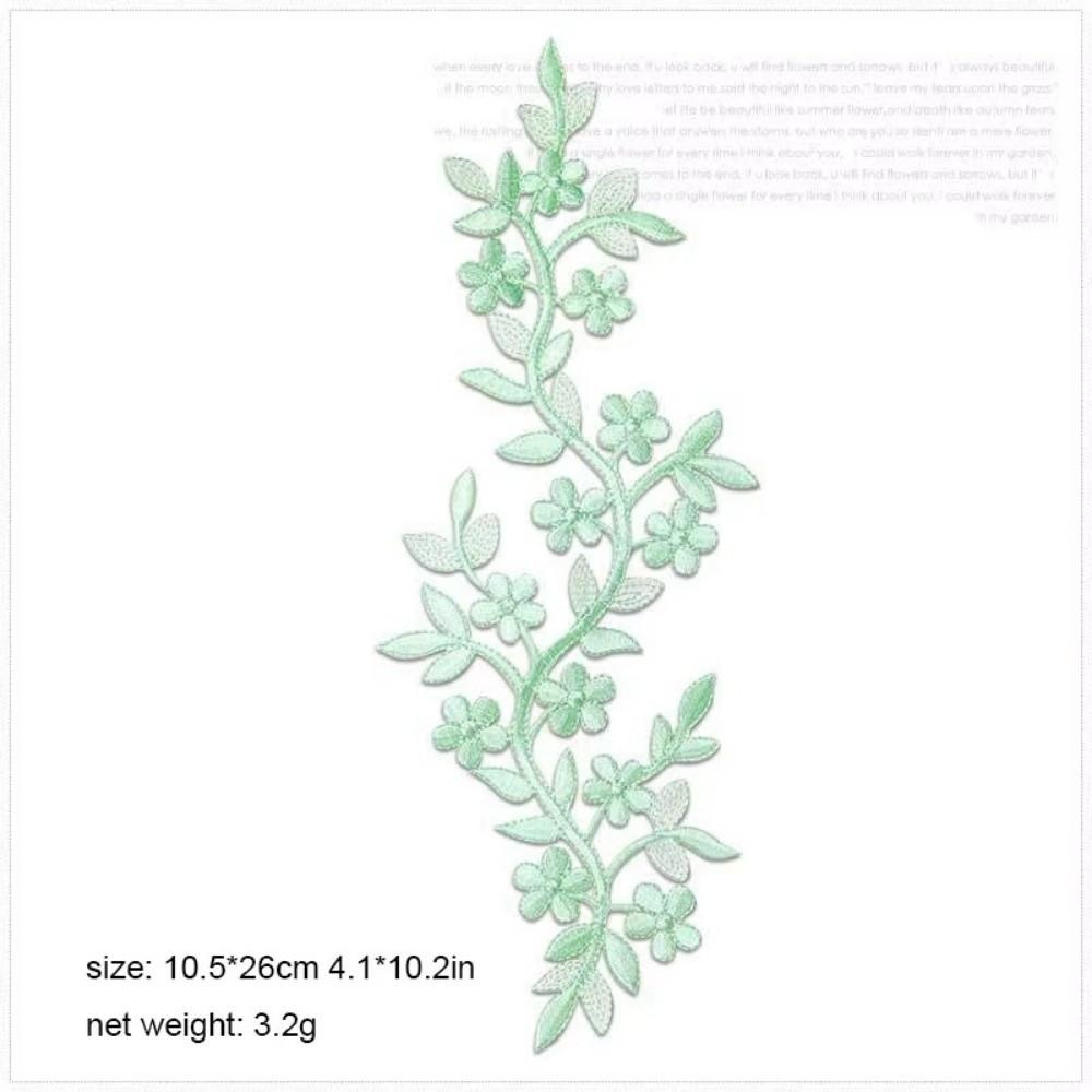 DIY 10.5*26cm Cloth Patches Embroidery Long Decorative Flowers Iron on Patch Adhesive Backing Vine Leaves Cheongsam Bag Patch