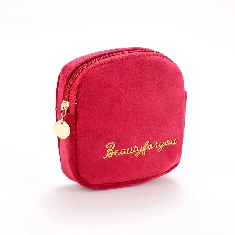 

Fashion Women Cosmetic Bag Travel Sanitary Napkin Makeup Toiletries Wash Organizer Storage Bag Velvet Neceser Make Up Pouch