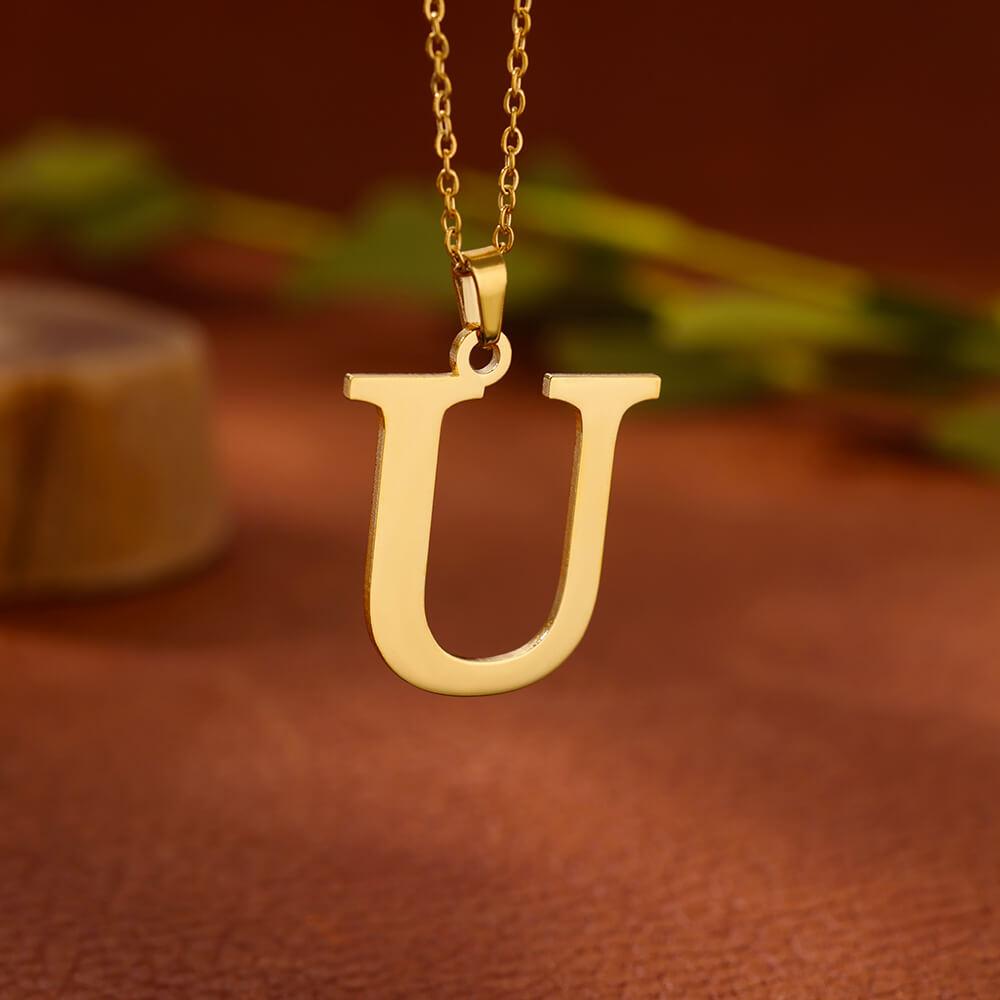 Elegant Initial Letter Stainless Steel Necklace Women Gold Color Alphabet Pendant Necklaces Vintage Waterproof Zircon Gifts